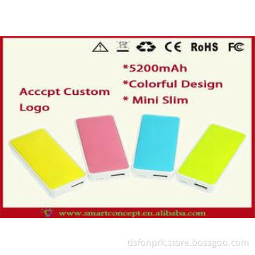 5200mah Dual USB Port lithium ion Power Bank With LED Light